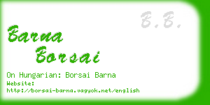 barna borsai business card